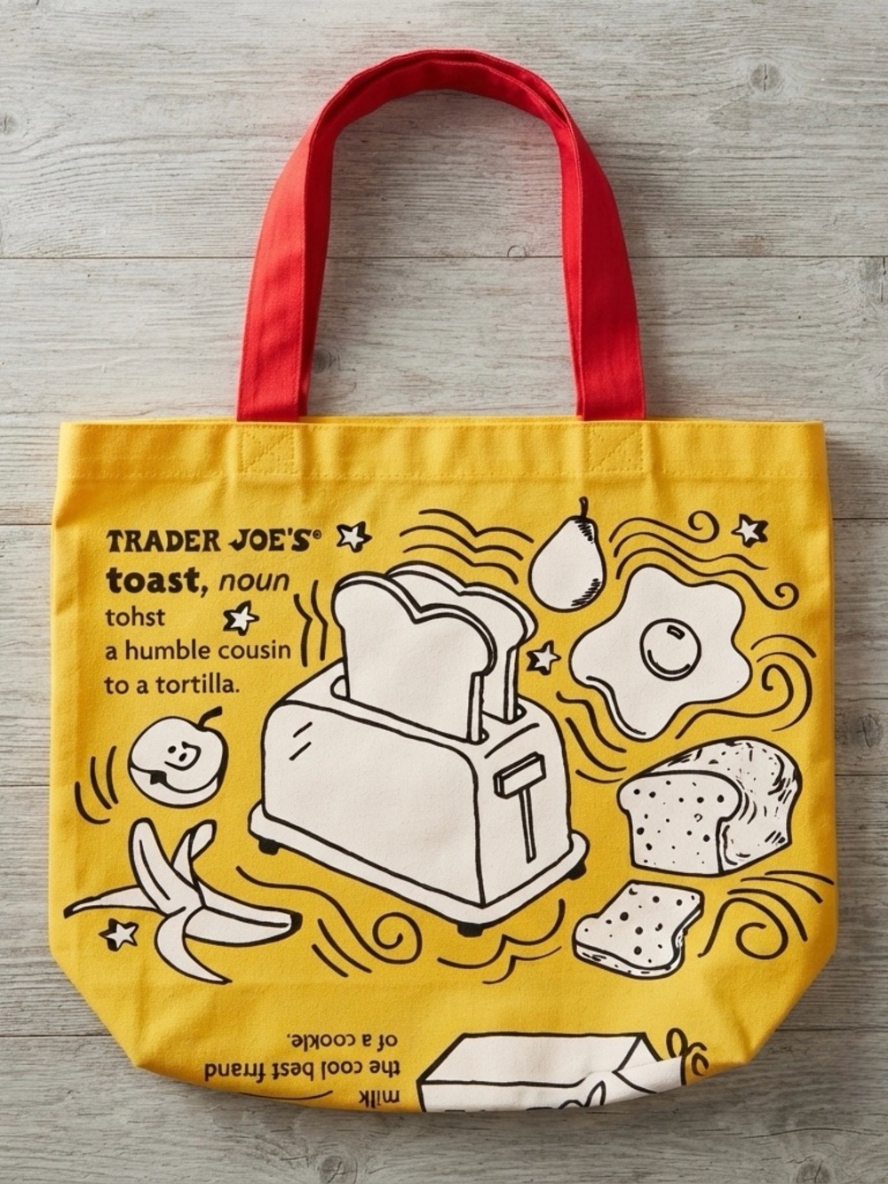 Trader Joe's Limited Edition Breakfast Waffle & Toast Reusable Canvas Tote Bag